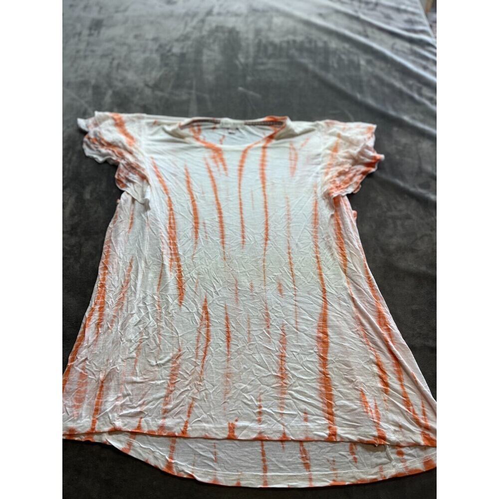 Knox Rose Orange White Lace Tie‎ Dye Flutter Sleeve Top Plus XXL Pull Over